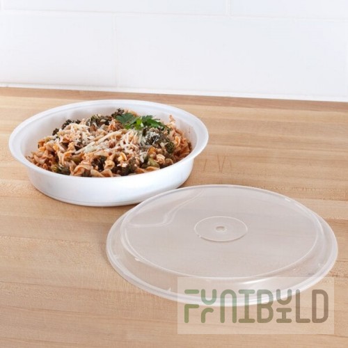 Pactiv Newspring NC948 48 oz. White VERSAtainer Round Microwavable Container with Lid - 150/Case