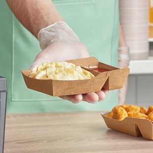 Carnival King 11 oz. Small Two-Compartment Paper Food Tray 5 1/2