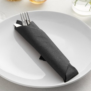 Hoffmaster Black Linen-Like 1/4 Fold Dinner Napkin - 16 Hoffmaster Black Linen-Like 1/4 Fold Dinner Napkin - 16