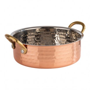 APS Mumbai 23.7 oz. Round Hammered Copper Serving Pot