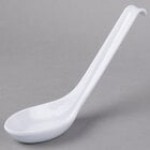Thunder Group 7200JBR .6 oz. Two-Tone Red and Black Melamine Wonton Soup Spoon - 12/Pack