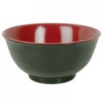 Thunder Group 7200JBR .6 oz. Two-Tone Red and Black Melamine Wonton Soup Spoon - 12/Pack