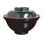 Thunder Group 7200JBR .6 oz. Two-Tone Red and Black Melamine Wonton Soup Spoon - 12/Pack