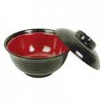 Thunder Group 7200JBR .6 oz. Two-Tone Red and Black Melamine Wonton Soup Spoon - 12/Pack