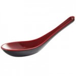Thunder Group 7200JBR .6 oz. Two-Tone Red and Black Melamine Wonton Soup Spoon - 12/Pack