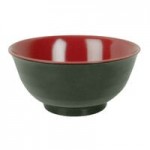 Thunder Group 7200JBR .6 oz. Two-Tone Red and Black Melamine Wonton Soup Spoon - 12/Pack