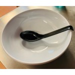 Thunder Group 7200JBR .6 oz. Two-Tone Red and Black Melamine Wonton Soup Spoon - 12/Pack