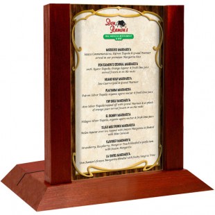 Menu Solutions WDAFR-B Mahogany Wood Menu Holder / Tent with 5 Menu Solutions WDAFR-B Mahogany Wood Menu Holder / Tent with 5