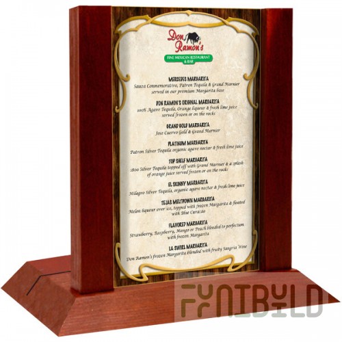 Menu Solutions WDAFR-B Mahogany Wood Menu Holder / Tent with 5