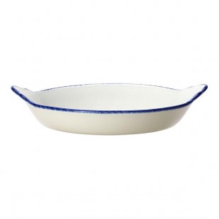 Steelite Performance Blue Dapple 6.5 oz. Round Eared Dish - 36/Case