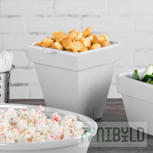 TableCraft CW1470N 2 Qt. Natural Cast Aluminum Square Condiment Bowl