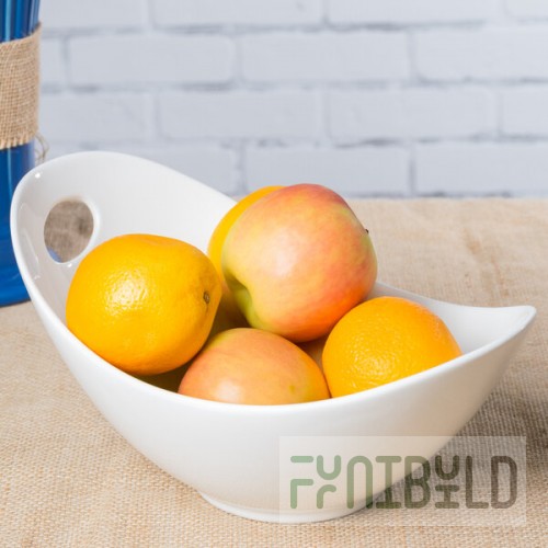 10 Strawberry Street WTR-10FBWL Whittier 34 oz. White Porcelain Serving Bowl with Cut Outs - 12/Case