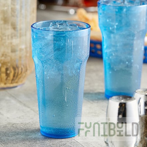 Choice 16 oz. Blue Plastic Paneled Tumbler - 12/Pack
