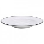 GET Settlement Bistro 14 oz. White Enamelware Melamine Round Bowl with Black Trim - 24/Case
