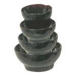 Thunder Group 3706TM Tenmoku Black 14 oz. Round Melamine Wave Rice Bowl - 12/Case