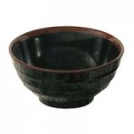 Thunder Group 3706TM Tenmoku Black 14 oz. Round Melamine Wave Rice Bowl - 12/Case