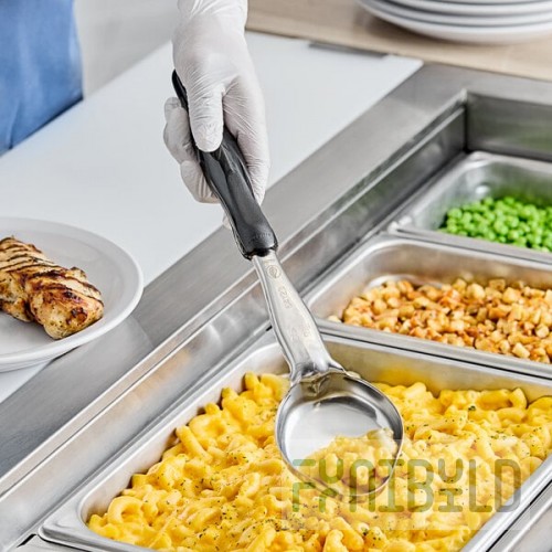 Vollrath 6412320 Jacob's Pride® 3 oz. Black Solid Oval Spoodle® Portion Spoon