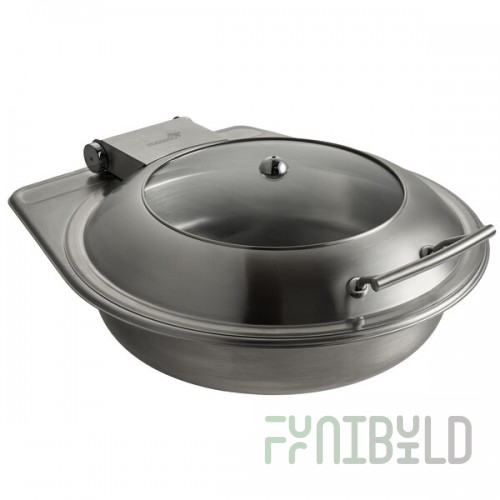 Rosseto SM289 Multi-Chef Diamond 6.3 Qt. Brushed Stainless Steel Round Chafer with Lid