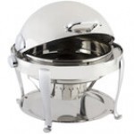 Bon Chef 19000 Elite Round 8 Qt. Dripless Round Stainless Steel with Brass Accents Roll Top Chafer with Roman Legs Bon Chef 19000 Elite Round 8 Qt. Dripless Round Stainless Steel with Brass Accents Roll Top Chafer with Roman Legs