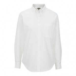 Edwards 5077 Women's Customizable White Long Sleeve Wrinkle-Resistant Easy-Care Oxford Dress Shirt with Soil Release - L