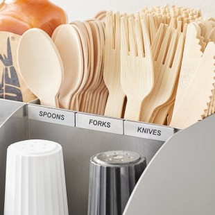 ServSense Magnetic Stainless Steel Flatware Labels for Self-Service Station Organizers - 6/Pack