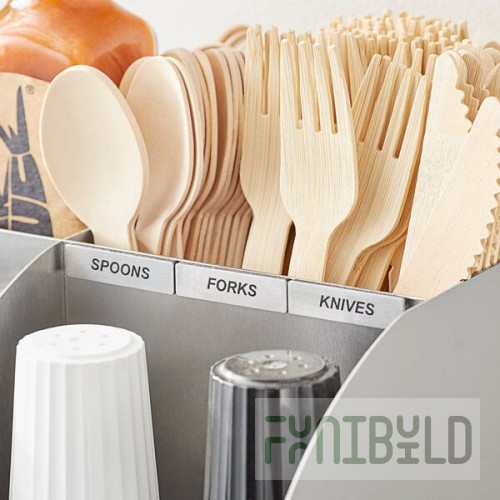 ServSense Magnetic Stainless Steel Flatware Labels for Self-Service Station Organizers - 6/Pack