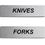 ServSense Magnetic Stainless Steel Flatware Labels for Self-Service Station Organizers - 6/Pack