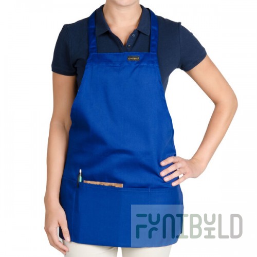 Chef Revival Royal Blue Poly-Cotton Customizable Bib Apron with 1 Pocket - 28