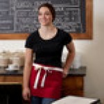 Choice Red Poly-Cotton Waist Apron with Natural Webbing and 3 Pockets - 12