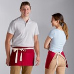 Choice Red Poly-Cotton Waist Apron with Natural Webbing and 3 Pockets - 12