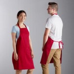 Choice Red Poly-Cotton Waist Apron with Natural Webbing and 3 Pockets - 12