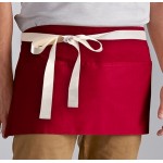 Choice Red Poly-Cotton Waist Apron with Natural Webbing and 3 Pockets - 12