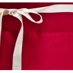 Choice Red Poly-Cotton Waist Apron with Natural Webbing and 3 Pockets - 12
