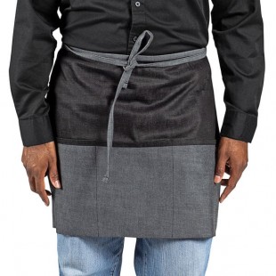 Uncommon Chef 3129 Black Cat Customizable Denim Ardor Waist Apron with Black Webbing and 3 Pockets - 18