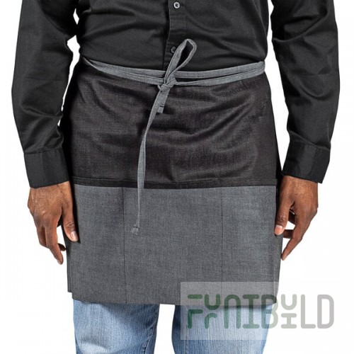Uncommon Chef 3129 Black Cat Customizable Denim Ardor Waist Apron with Black Webbing and 3 Pockets - 18