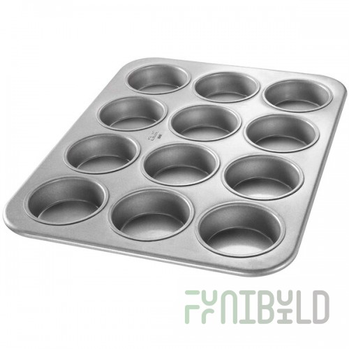 Chicago Metallic 43515 12 Cup 6.2 oz. Glazed Aluminized Steel Jumbo Muffin Pan - 13 1/2