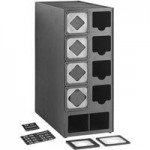 KleanTake by ServSense Black Countertop Slim Cup Dispenser Cabinet with Top Lid / Straw Organizer - 2 Slot