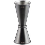 American Metalcraft JGB4 1 oz. & 1.5 oz. Black Brushed Stainless Steel Japanese Style Jigger