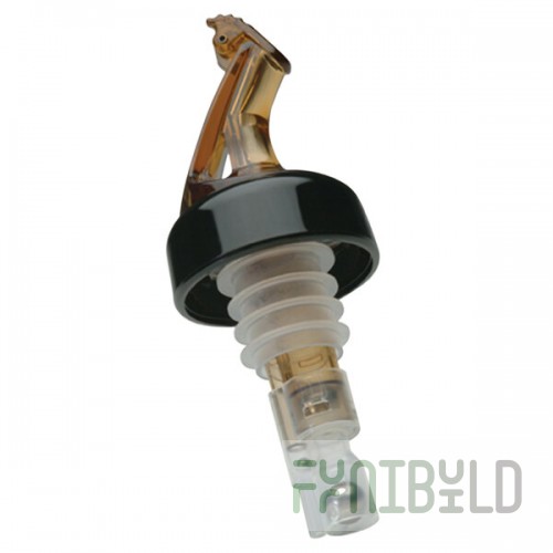 Precision Pours 14 RA C/F 0.25 oz. Rum Amber Measured Liquor Pourer with Collar and Fliptop - 12/Pack