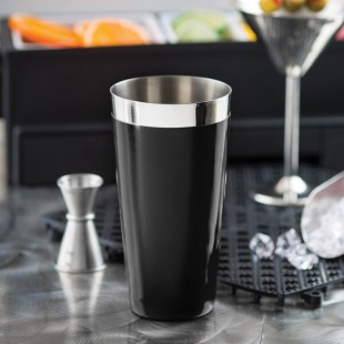 TableCraft 10370 16 oz. Black Stainless Steel Cocktail Shaker Tin with Vinyl Coating TableCraft 10370 16 oz. Black Stainless Steel Cocktail Shaker Tin with Vinyl Coating