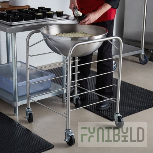 Vollrath 79302 Stainless Steel Mobile Mixing Bowl Stand with 30 Qt. Mixing Bowl and Tray Slides