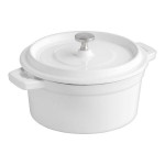 Valor 16 oz. Arctic White Enameled Mini Cast Iron Pot with Cover