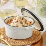 Valor 16 oz. Arctic White Enameled Mini Cast Iron Pot with Cover
