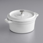Valor 16 oz. Arctic White Enameled Mini Cast Iron Pot with Cover