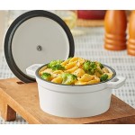 Valor 16 oz. Arctic White Enameled Mini Cast Iron Pot with Cover