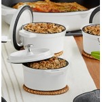 Valor 16 oz. Arctic White Enameled Mini Cast Iron Pot with Cover