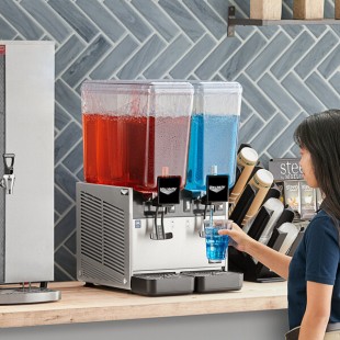 Vollrath VBBE2-37-F Double 5.28 Gallon Bowl Refrigerated Beverage Dispenser with Fountain Spray Circulation - 115V Vollrath VBBE2-37-F Double 5.28 Gallon Bowl Refrigerated Beverage Dispenser with Fountain Spray Circulation - 115V