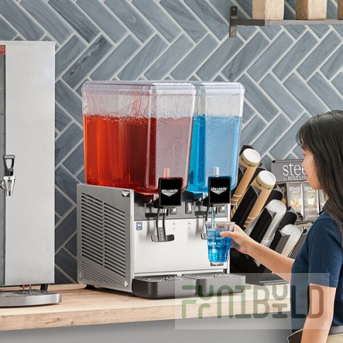 Vollrath VBBE2-37-F Double 5.28 Gallon Bowl Refrigerated Beverage Dispenser with Fountain Spray Circulation - 115V