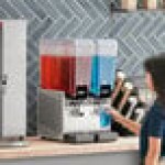 Vollrath VBBE2-37-F Double 5.28 Gallon Bowl Refrigerated Beverage Dispenser with Fountain Spray Circulation - 115V