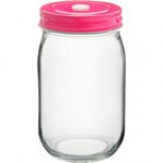 Acopa Rustic Charm 16 oz. Drinking Jar with Gold Metal Lid with Straw Hole - 12/Case